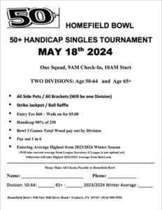 Homefield Bowl 50+ Handicap Singles Tournament